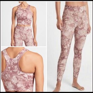 Athleta Floral Print Dusty Rose Leggings